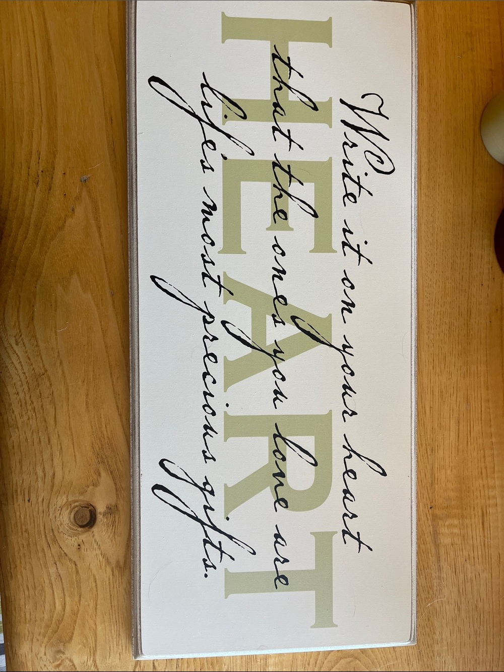 Heart Text Wall Art Sign in Sage and Black